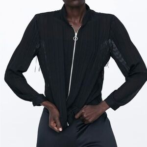 ZARA Black Cardigan Sheer
Bomber Zip-Up Jacket